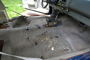 old carpet mess center console out