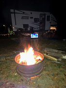 watching football by the fire at knoebels